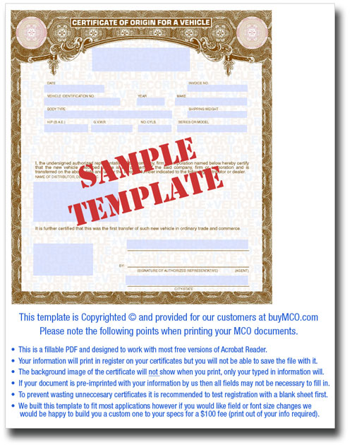 Sample MCO Template
