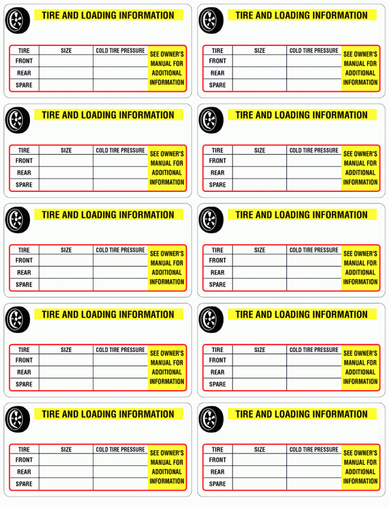 Tire Label Template